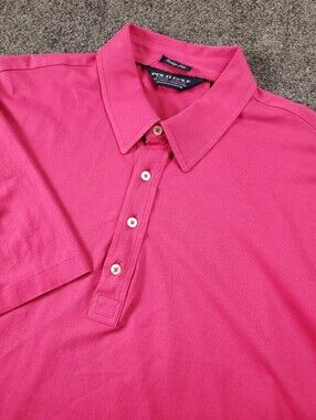 Polo Golf Ralph Lauren Vintage Lisle Polo Shirt XL Pima Cotton Pink Tartan Trim
